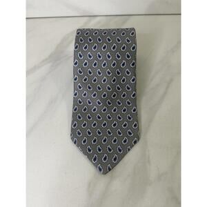 Brooks Brothers Irregular classic old money grey/navy/white paisley silk necktie